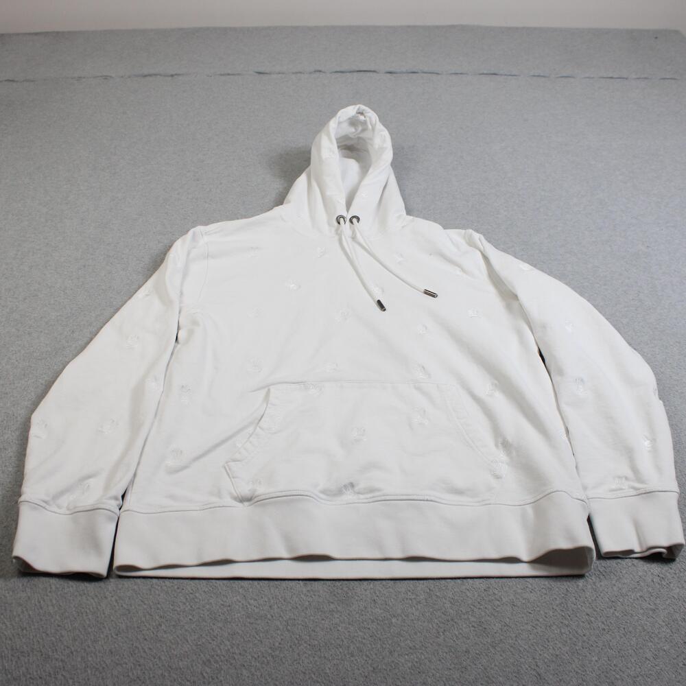 Psycho Bunny Hoodie Mens XL White Allover Skull Bunny Fleece Pullover Streetwear